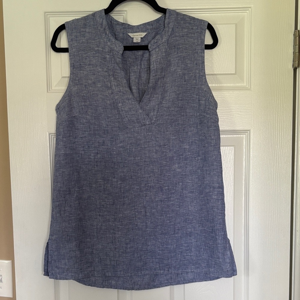 Garnet Hill linen chambray sleeveless top, size 6